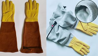 Protective Long Sleeve Goatskin Gardening Gloves - 2 Colours & 4 Sizes