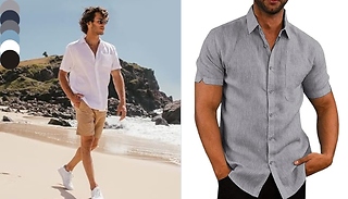 Men's Short Sleeve Linen Shirt! - 5 Colours & 7 Sizes