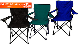2x Folding Canvas Camping Chairs - 3 Colours