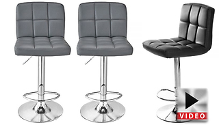 2 Faux Leather Bar Stools - Grey or Black