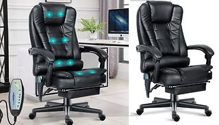 8 Point Massage Reclining Swivel Chair with Footrest