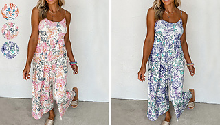 Floral Spaghetti Strap High-Waist Jumpsuit - 3 Colours & 5 Sizes