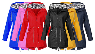 Waterproof Long Hooded Raincoat - 6 Colours & 7 Sizes