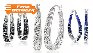 Inside Out Swarovski Elements Hoop Earrings - 3 Crystal Colours