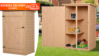 2.4ft Fir Wood Garden Storage Shed with Shelves