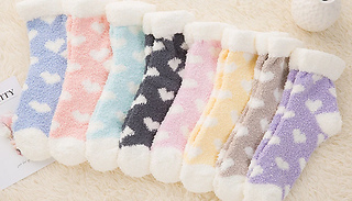 Women Heart Fluffy Socks - 8 Colours