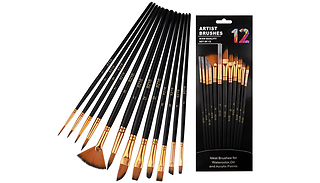 12-Piece Nylon Bristle Paint Brush Set