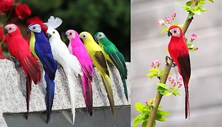 1 or 6 Tropical Bird Figurines - 2 Sizes, 6 Colours