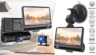 Triple Vision Dash Cam - Front, Rear & Interior Lenses