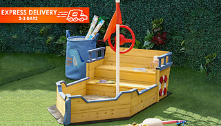 Kids' Wooden Sandbox Pirate Ship