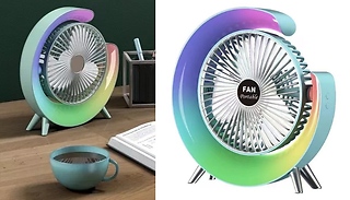 USB Desktop Table Fan with LED Light - 3 Colours