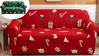Christmas-Themed Elastic Sofa Cover - 2 Colours, 4 Sizes