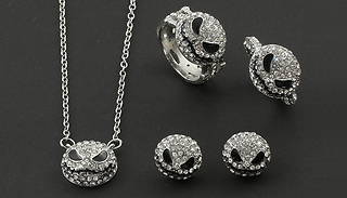 5-Piece Skull Rhinestone Crystal Jewellery Set