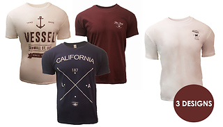 3-Pack of Mens Casual Cotton T-Shirts - 3 Designs & 4 Colours