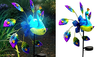 Painted Iron Windmill Peacock Solar Light