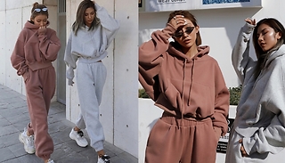2-Piece Cropped Hoodie Tracksuit Set - 4 Colours, 4 Sizes 