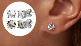 2x Pairs of Luxury Crystal 18K Gold Plated Stud Earrings