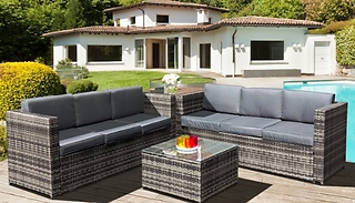 4-Piece Malta Rattan 6 Seat Sofas with Coffee & Side Table