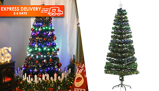 HOMCOM Pre-Lit Fibre Optic Christmas Tree - 150cm