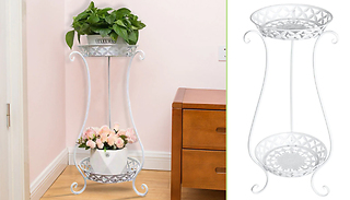 2-Tier Vintage-Style Metal Plant Stand