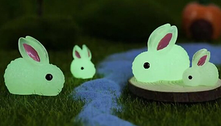 2 Cute Mini Glow-In-The-Dark Rabbit Decorations - 3 Sets