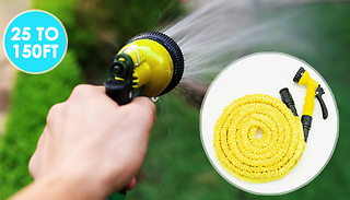 50ft Flat Garden Hose & Spray Gun - 7 Settings!