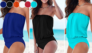 Strapless One-Piece Swimming Costume - 6 Colours & 4 Sizes