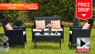 4-Piece Rattan Garden Set with Cushions - 2 Colours & Optional Cover