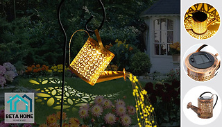 Beta Home Solar-Powered Light-Up Watering Can with Stand