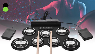 7-Pad Electric Drum Kit With Drumsticks & Sustain Pedals - 2 Colours