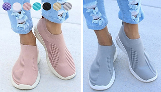 Knitted Breathable Slip-On Trainers - 5 Sizes & 8 Colours