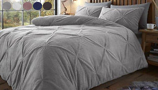 Teddy Fleece Pintuck Duvet Cover Set - 5 Colours & 3 Sizes