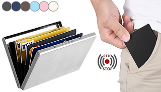 1 or 2 Anti-Scan Stainless Steel RFID Card Holders - 7 Colours