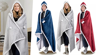 Fleece Lined Wearable Hooded Blanket - 3 Colours
