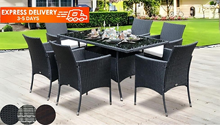 Outsunny 7-Piece Outdoor PE Rattan Garden Dining Set - 3 Colours