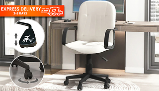 Cream Faux Leather Office Swivel Chair