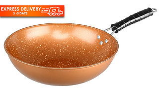 Large Copper Chinese Non-Stick Wok