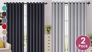 2-Pack Thermal Blackout Curtains - 7 Sizes & 6 Colours