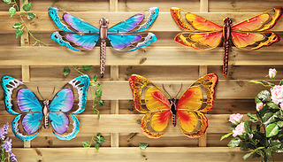 Dragonfly & Butterfly Metal Garden Wall Art - 2 Colours