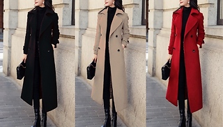 Double-Breasted Lapel Collar Overcoat