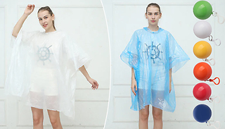 1 or 2 Keychain Adult Poncho Raincoat - 6 Colours