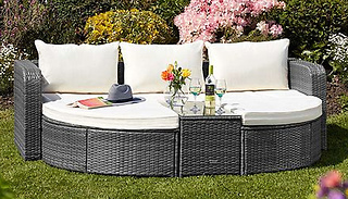 Dark Grey 5-Section Rattan Day Bed with Optional Cover