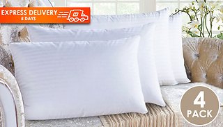 4 x Luxury Hollowfibre Hotel-Quality Stripe Pillows