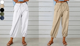 Elastic High Waist Loose Trousers with Pockets - 5 Colours, 5 Sizes