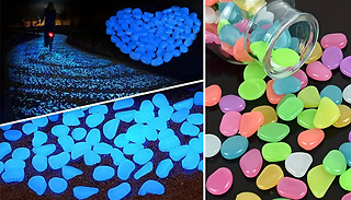 50-1000 Glow-in-the-Dark Garden Colour Pebbles - 7 Colours