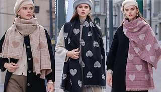 Plaid and Heart Pattern Print Scarf - 3 Colours
