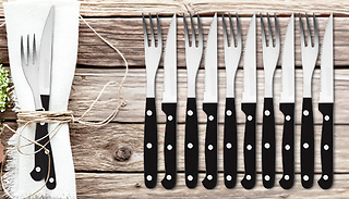 Stainless Steel Steak Knives & Fork Set - 12 or 24 Piece