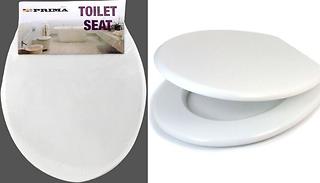 Soft-Close White Plastic Toilet Seat with Fittings