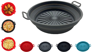 1 or 2 Reusable Air Fryer Silicone Pots - 4 Colours & 2 Sizes