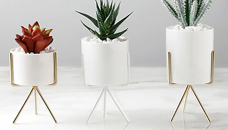 Geometric Plant Stand Ceramic Pot - 2 Colours & 2 Sizes